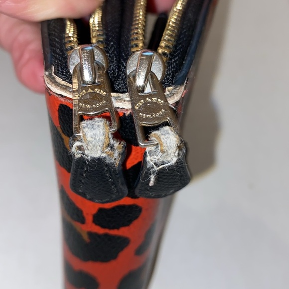 Coach Small Double Zip Around Closure Animal Print Red & Black Card Coin Case - Picture 9 of 9
